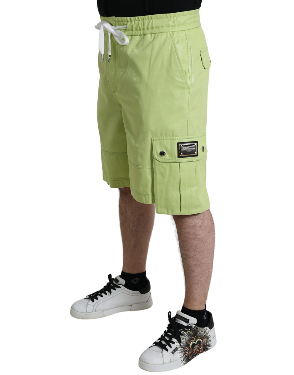 Thumbnail: Dolce & Gabbana Light Green Cotton Men Cargo Bermuda Shorts