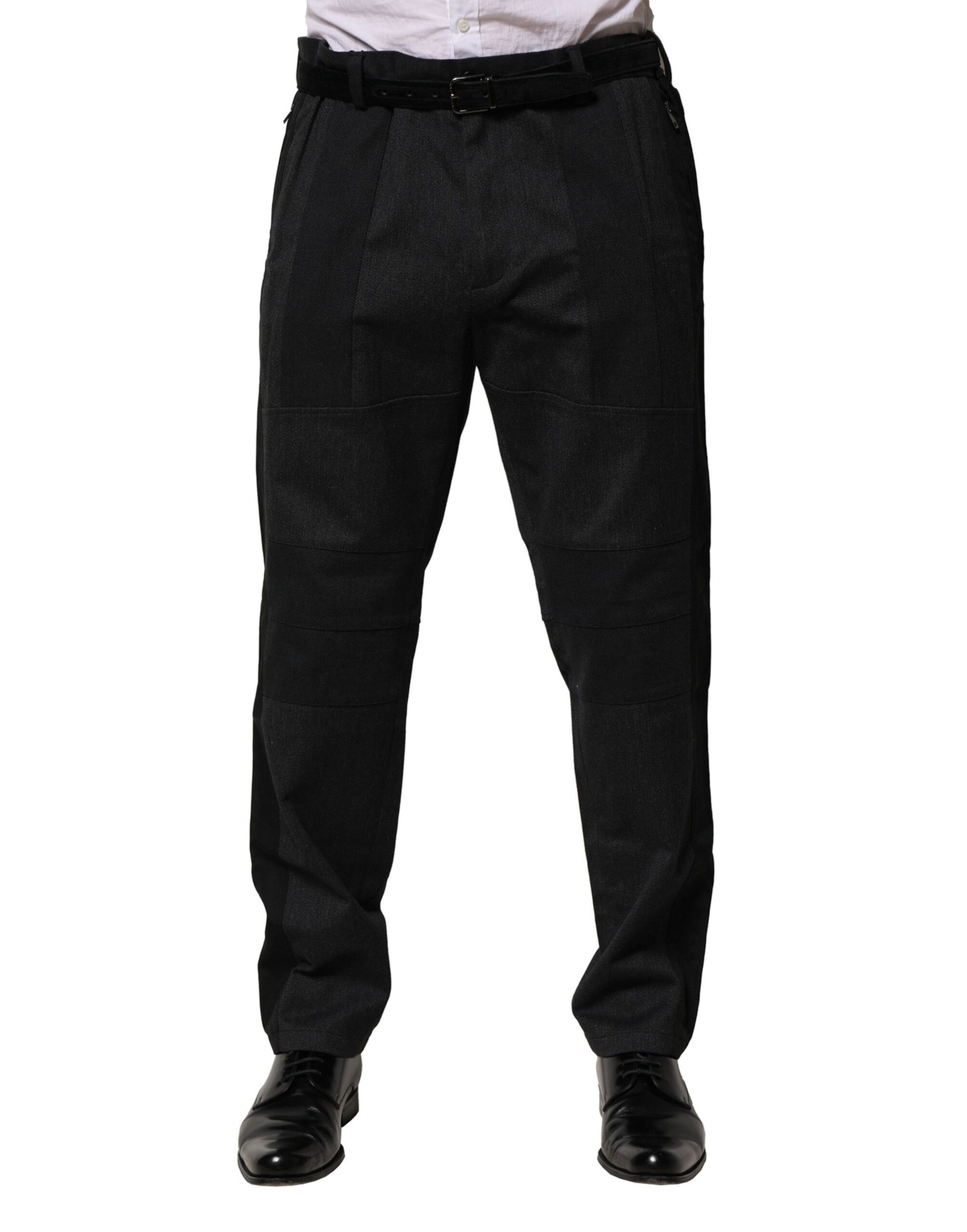 Dolce & Gabbana Black Cotton Dress Slim Formal Pants