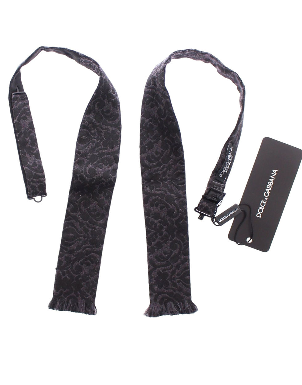 Thumbnail: Dolce & Gabbana Gray Black Wool Silk Bow Tie