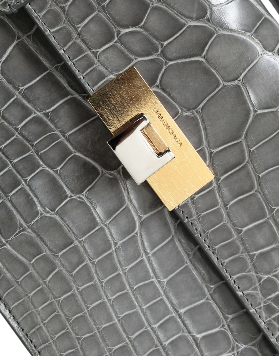 Thumbnail: Balenciaga Gray Exotic Leather Medium Shoulder Hand Purse Bag