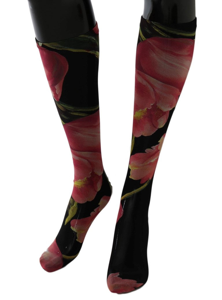 Thumbnail: Dolce & Gabbana Multicolor Floral Tulip Nylon Socks