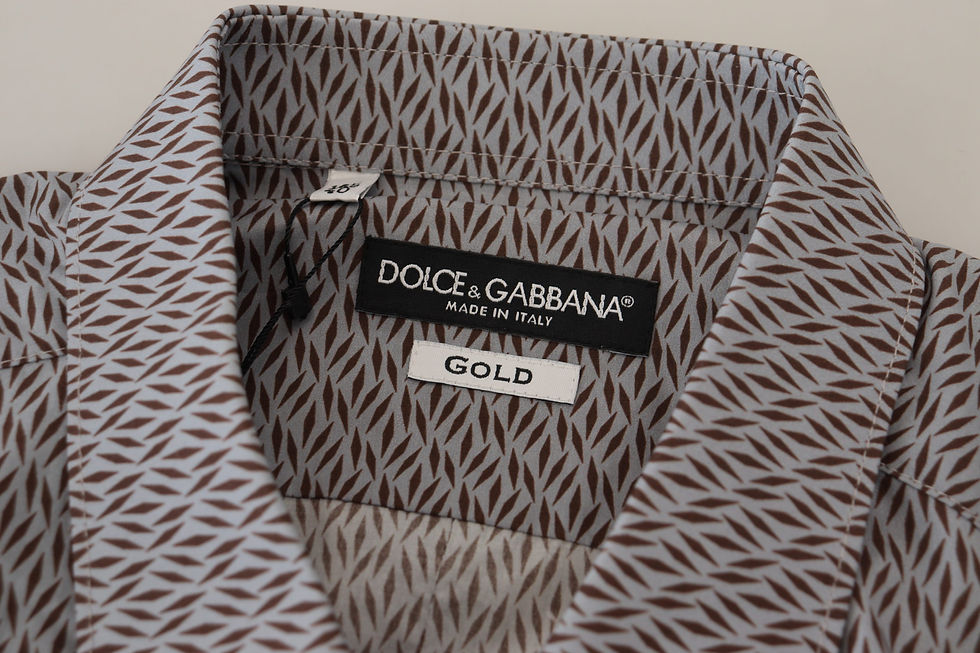 Thumbnail: Dolce & Gabbana Gray Brown GOLD Slim Fit Dress Formal Shirt