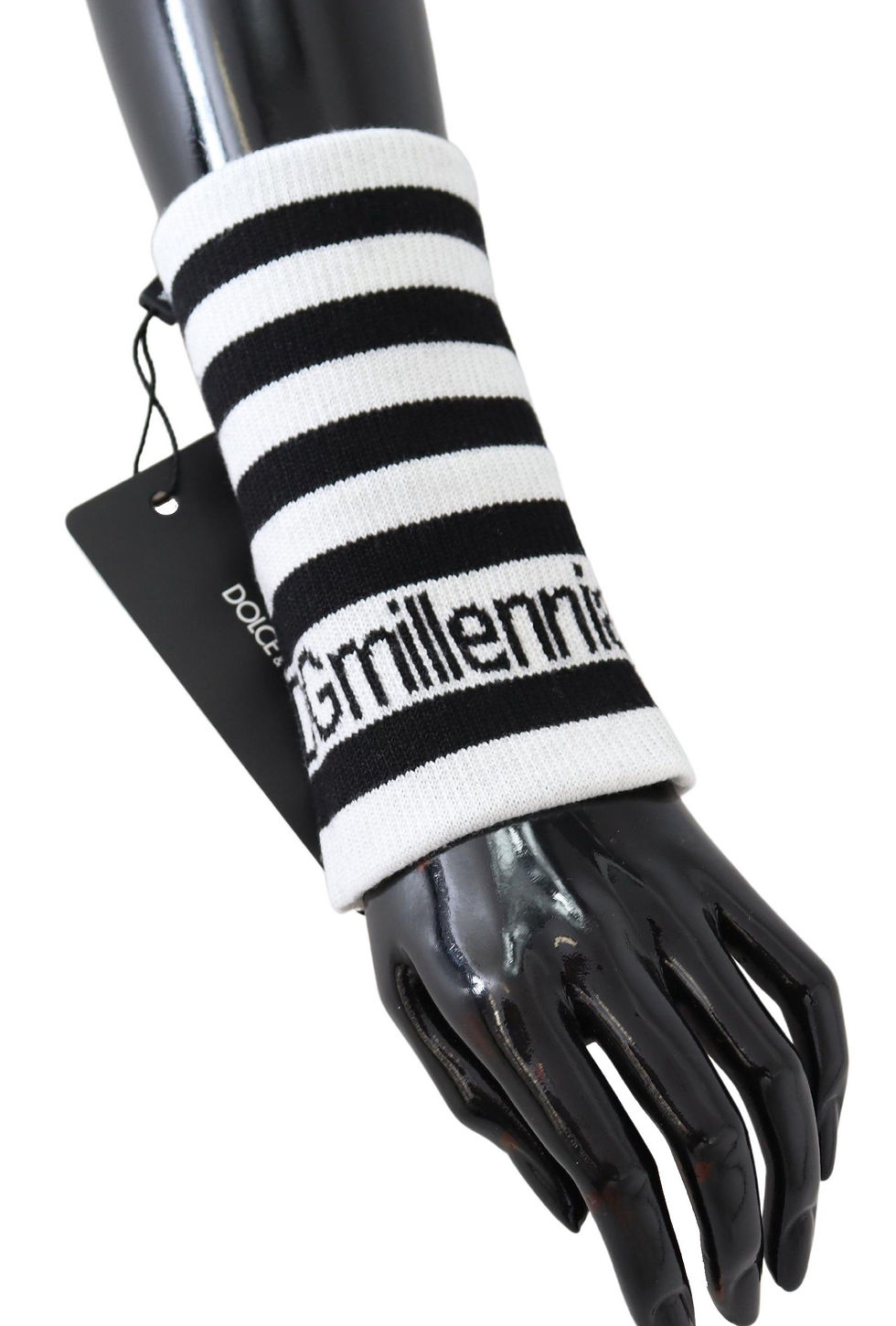 Thumbnail: Dolce & Gabbana Black White Wool DGMillennials Wristband Wrap
