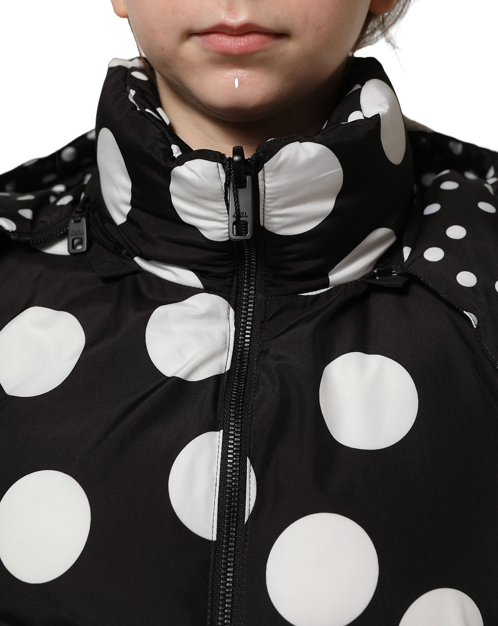 Thumbnail: Dolce & Gabbana Black White Polka Dot Hooded Blouson Jacket