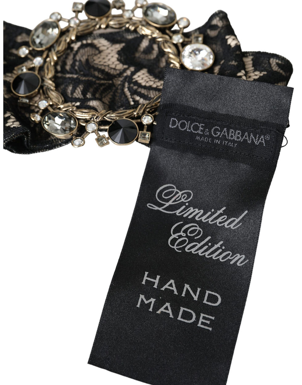 Thumbnail: Dolce & Gabbana Black Lace Crystal Handmade Brooch Hair Pin