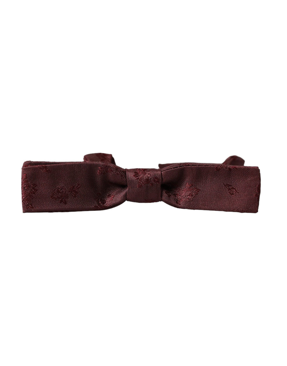 Thumbnail: Dolce & Gabbana Maroon Floral Silk Adjustable Neck Men Bow Tie