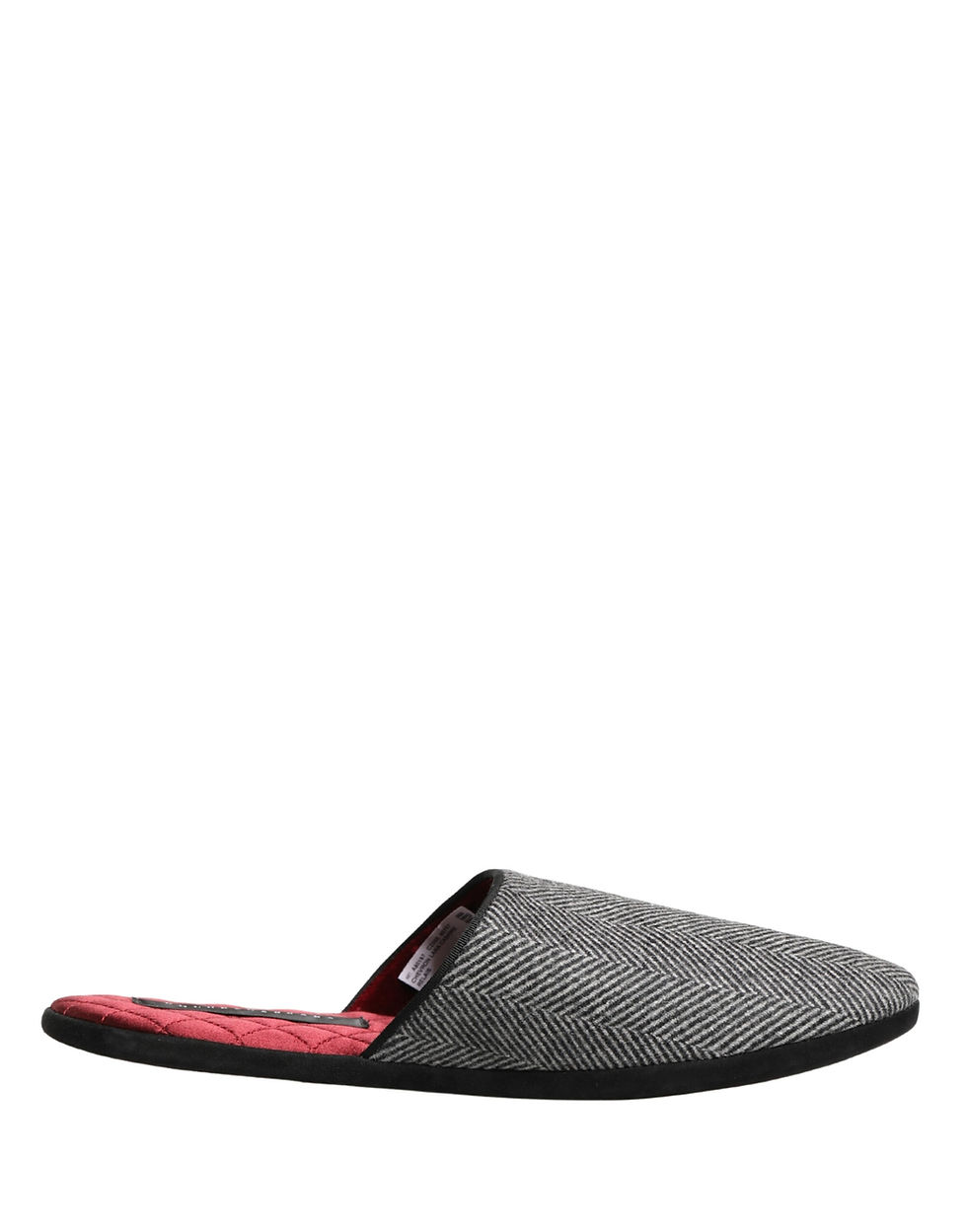 Thumbnail: Dolce & Gabbana Grey Herringbone Cashmere Red Slippers Shoes