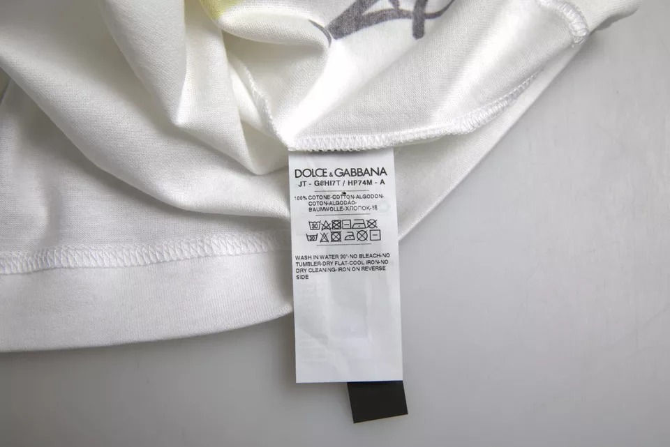 Thumbnail: Dolce & Gabbana White Graphic Cotton Short Sleeves Men T-shirt