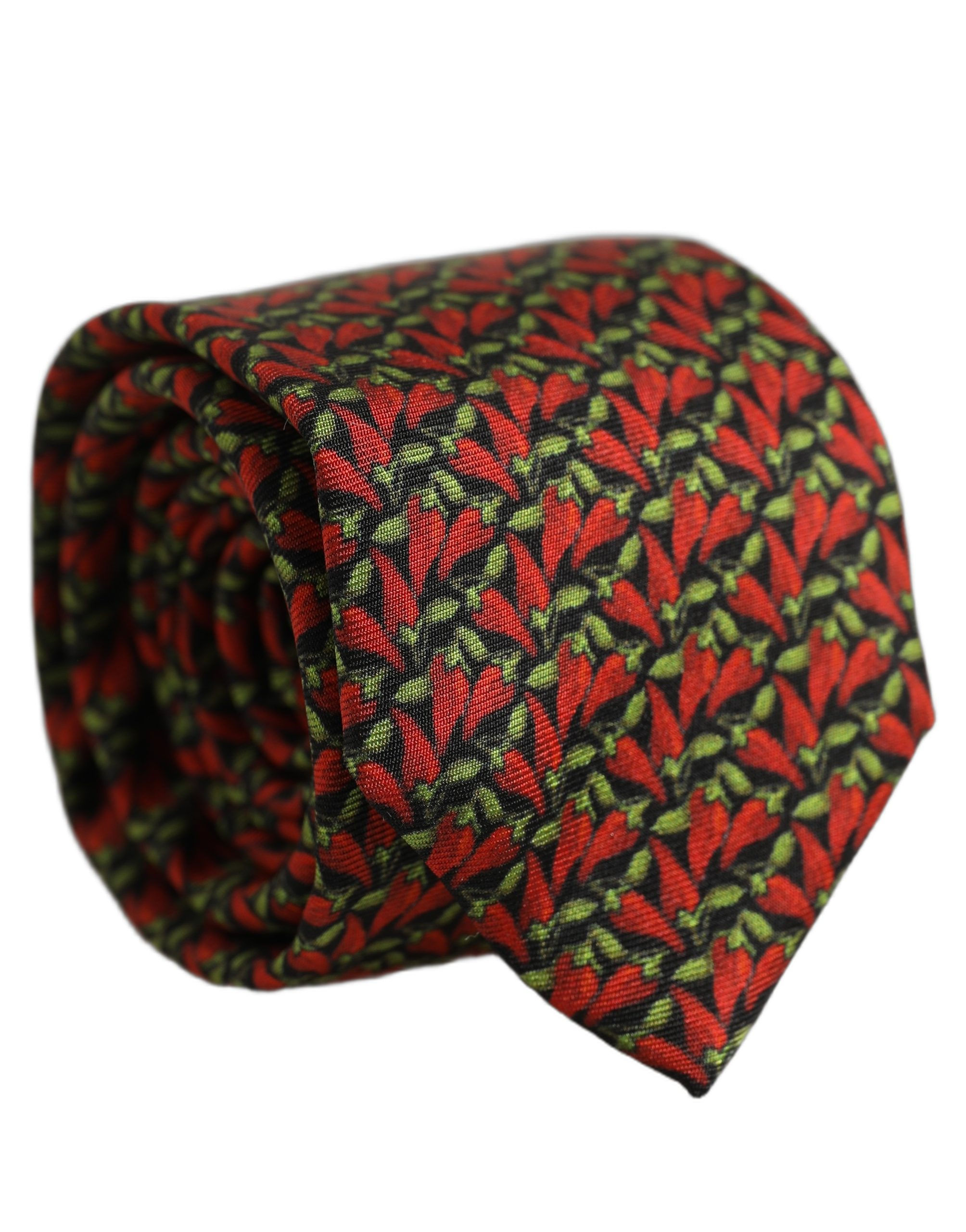 Dolce & Gabbana Multicolor Chili Peppers Silk Adjustable Tied Necktie Tie