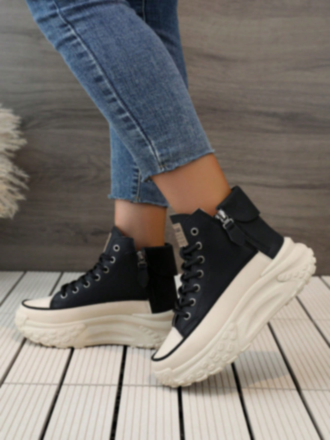 High-Top Zip Up Platform Sneakers