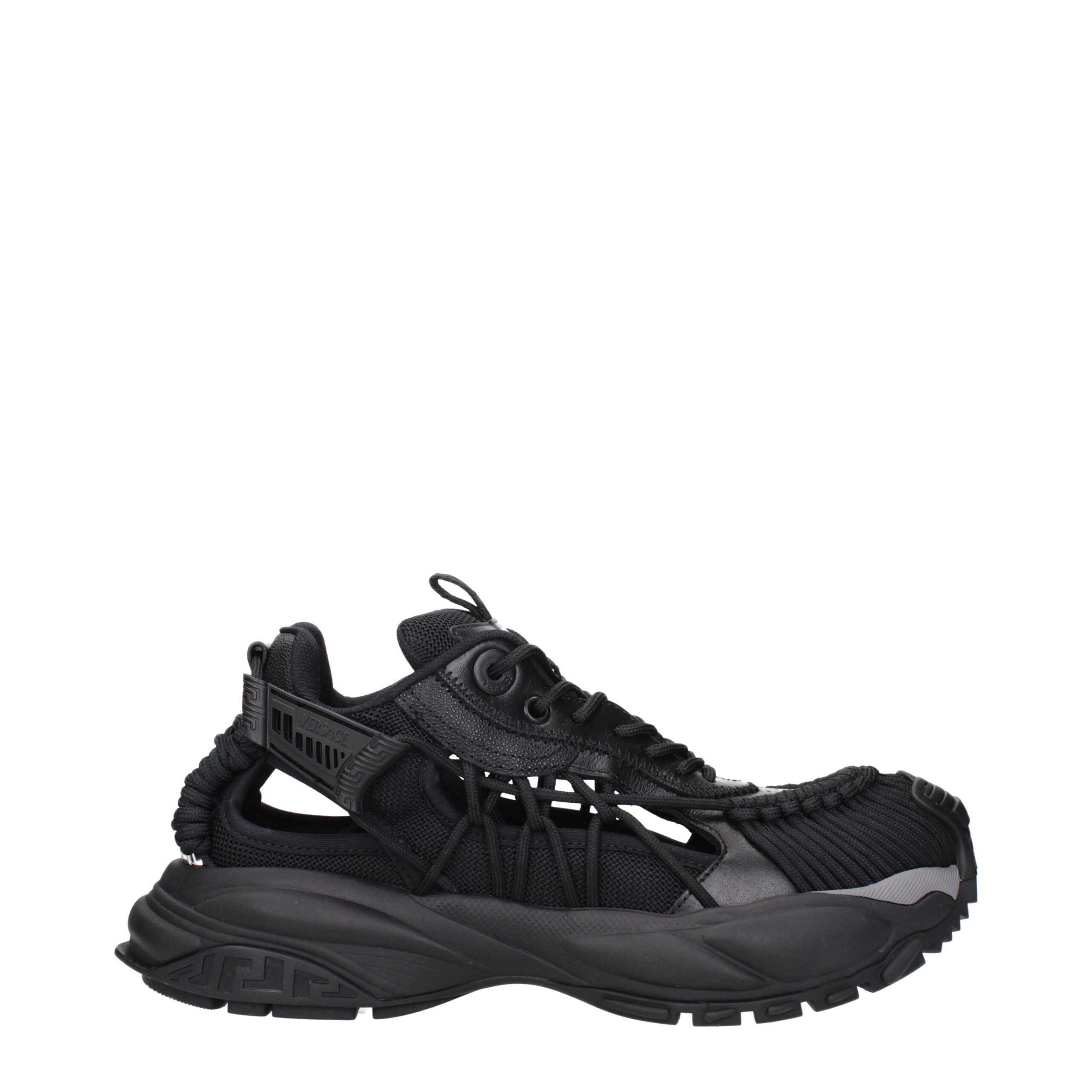 Versace Black Leather Athletic Sneakers
