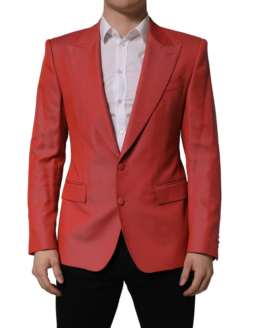 Thumbnail: Dolce & Gabbana Red Wool Single Breasted Men Blazer Jacket