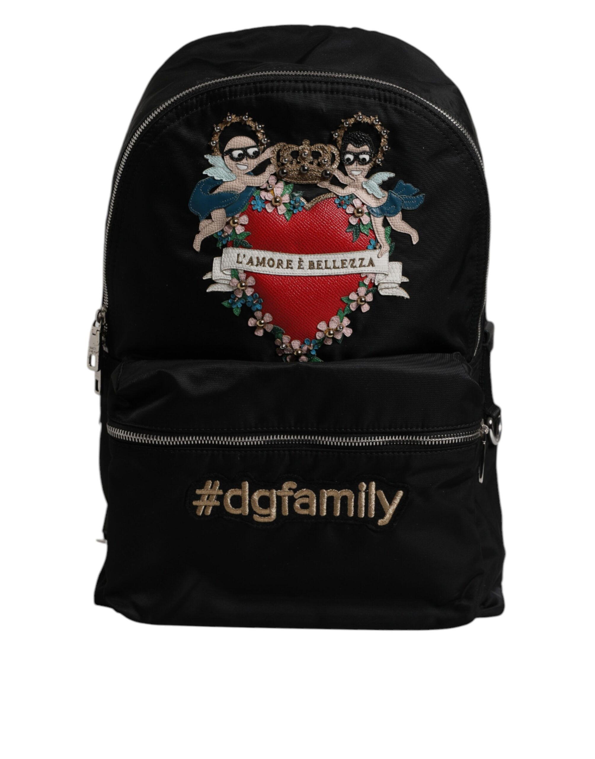Dolce & Gabbana Black Nylon #DGFAMILY Embellished Backpack VULCANO Bag
