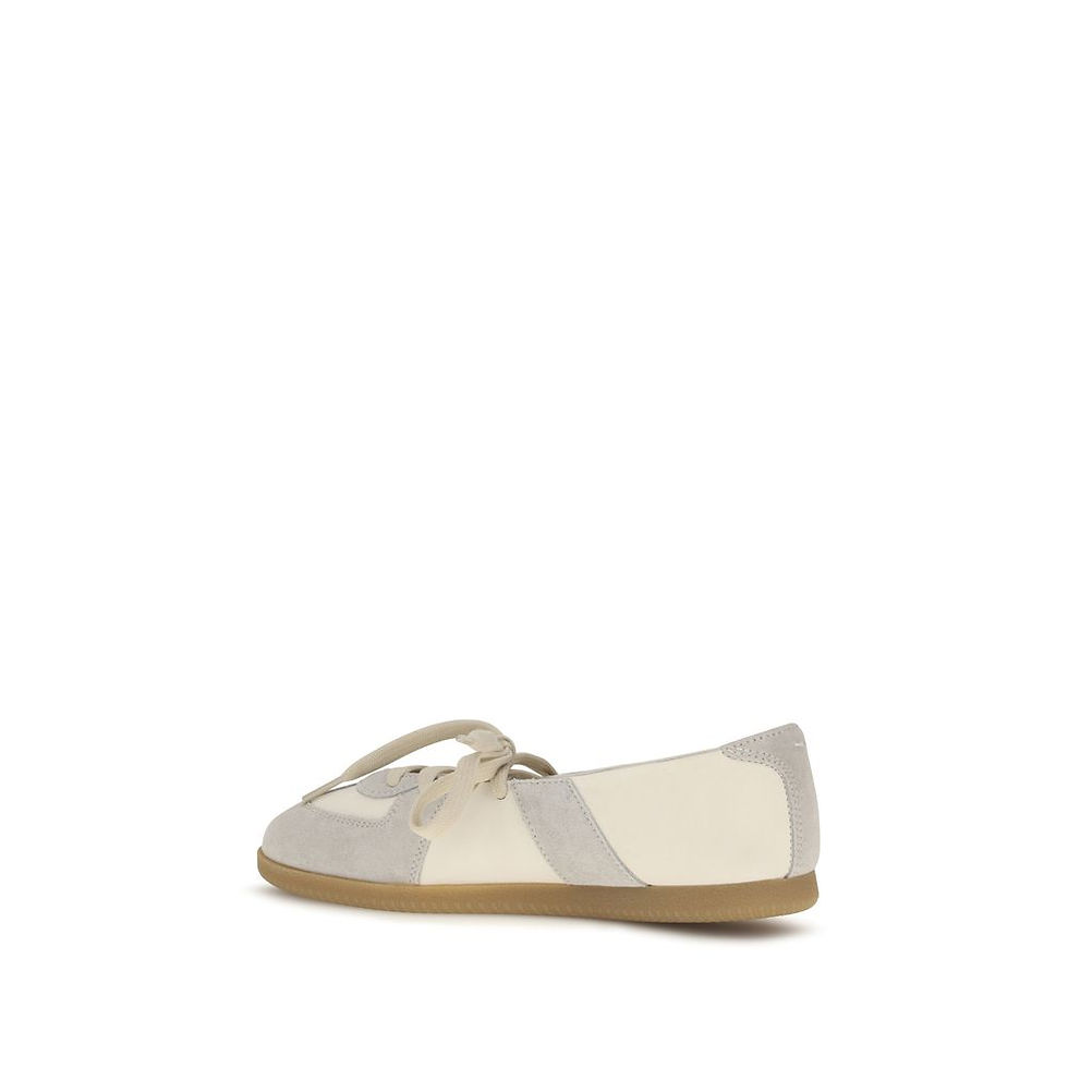Thumbnail: Maison Margiela Beige Calf Leather Bos Taurus Ballet Flats