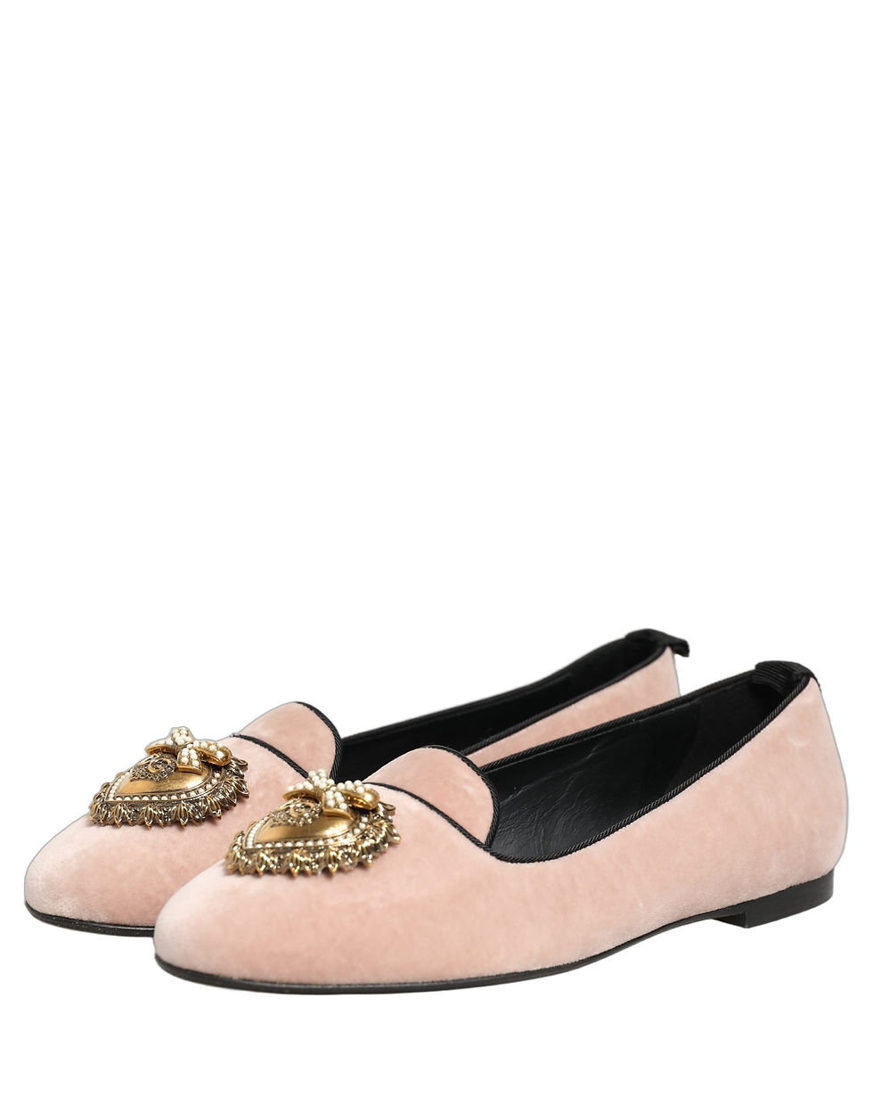 Thumbnail: Dolce & Gabbana Pink Velvet Devotion Loafers Flats Shoes