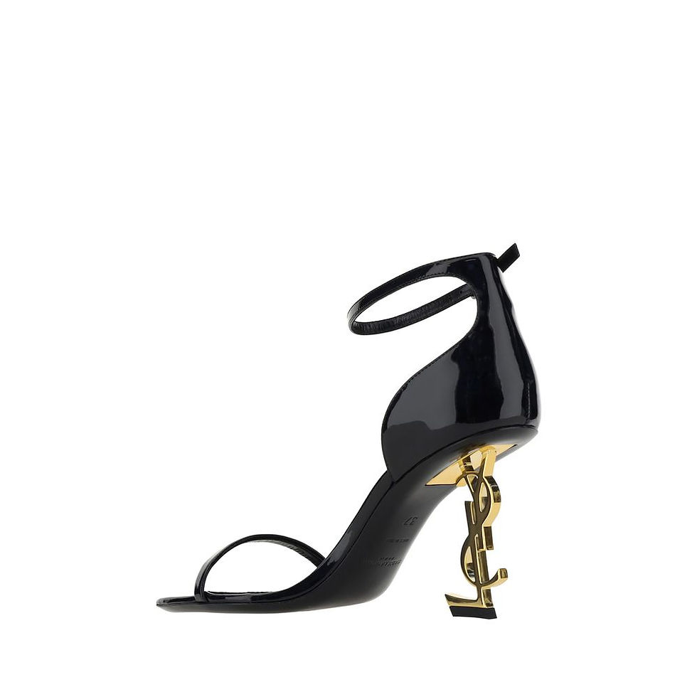 Thumbnail: Saint Laurent Black Calf Leather Bos Taurus Stiletto Heel Sandals