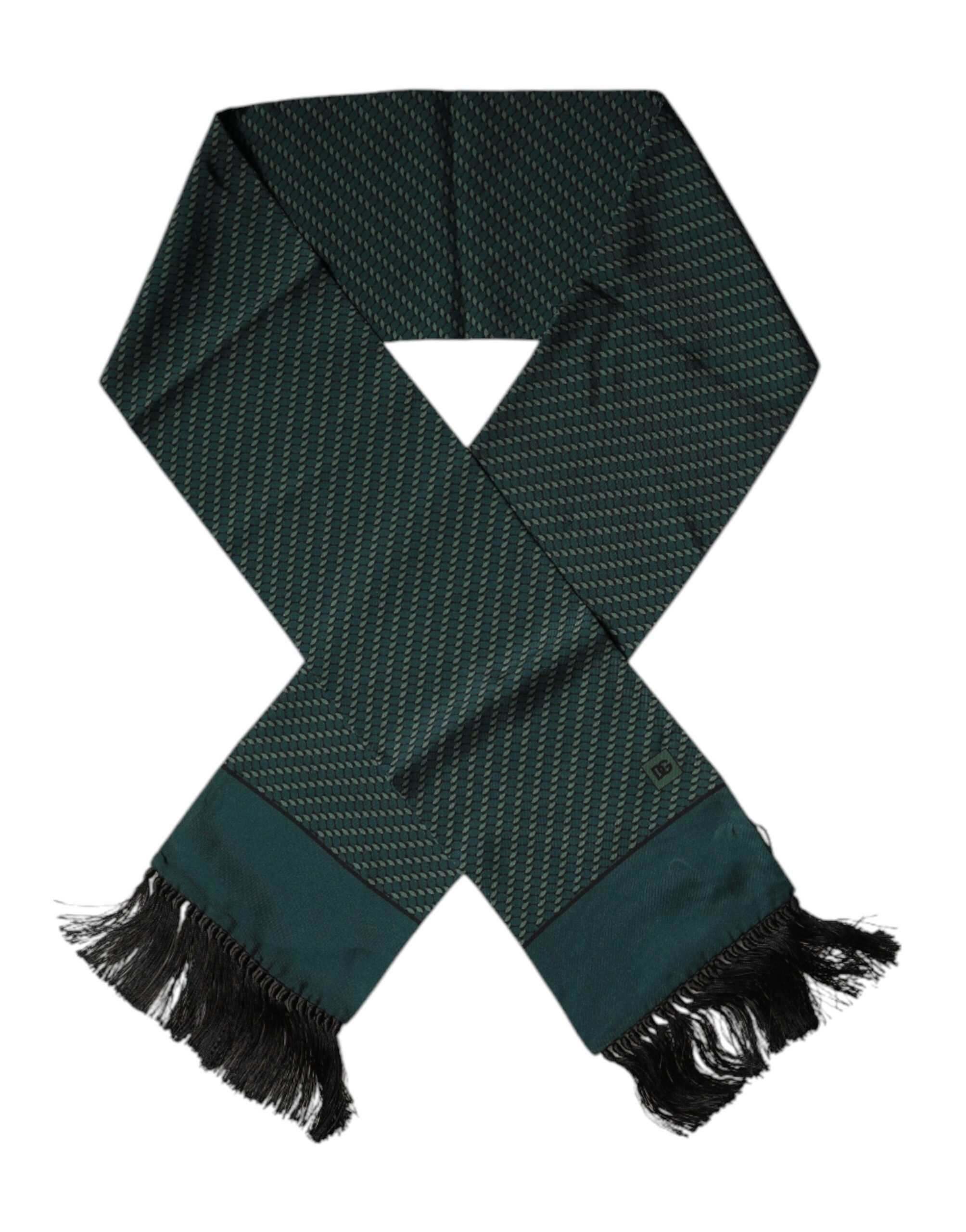 Dolce & Gabbana Dark Green Fantasy Fringes Neck Wrap Scarf