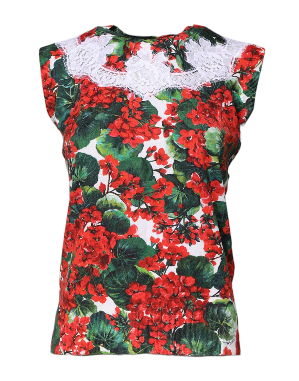 Thumbnail: Dolce & Gabbana Multicolor Floral Lace Sleeveless Tank Top
