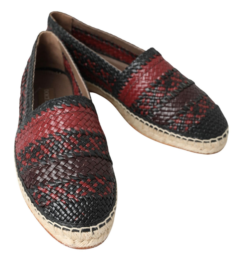 Thumbnail: Dolce & Gabbana Black Bordeaux Buffalo Leather Espadrille Shoes