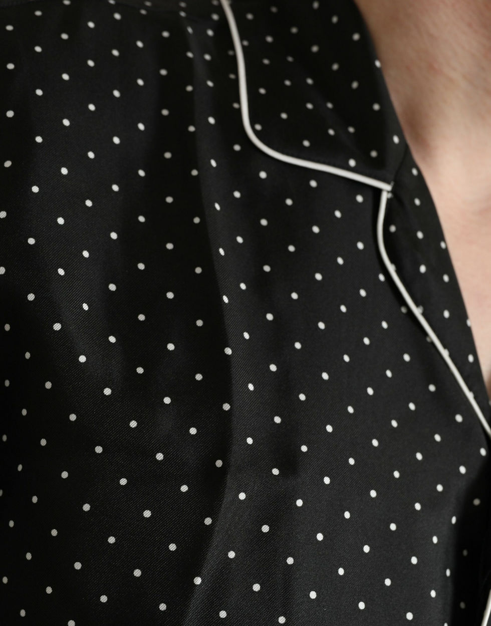 Thumbnail: Dolce & Gabbana Black Polka Dot Silk Long Sleeve Shirt