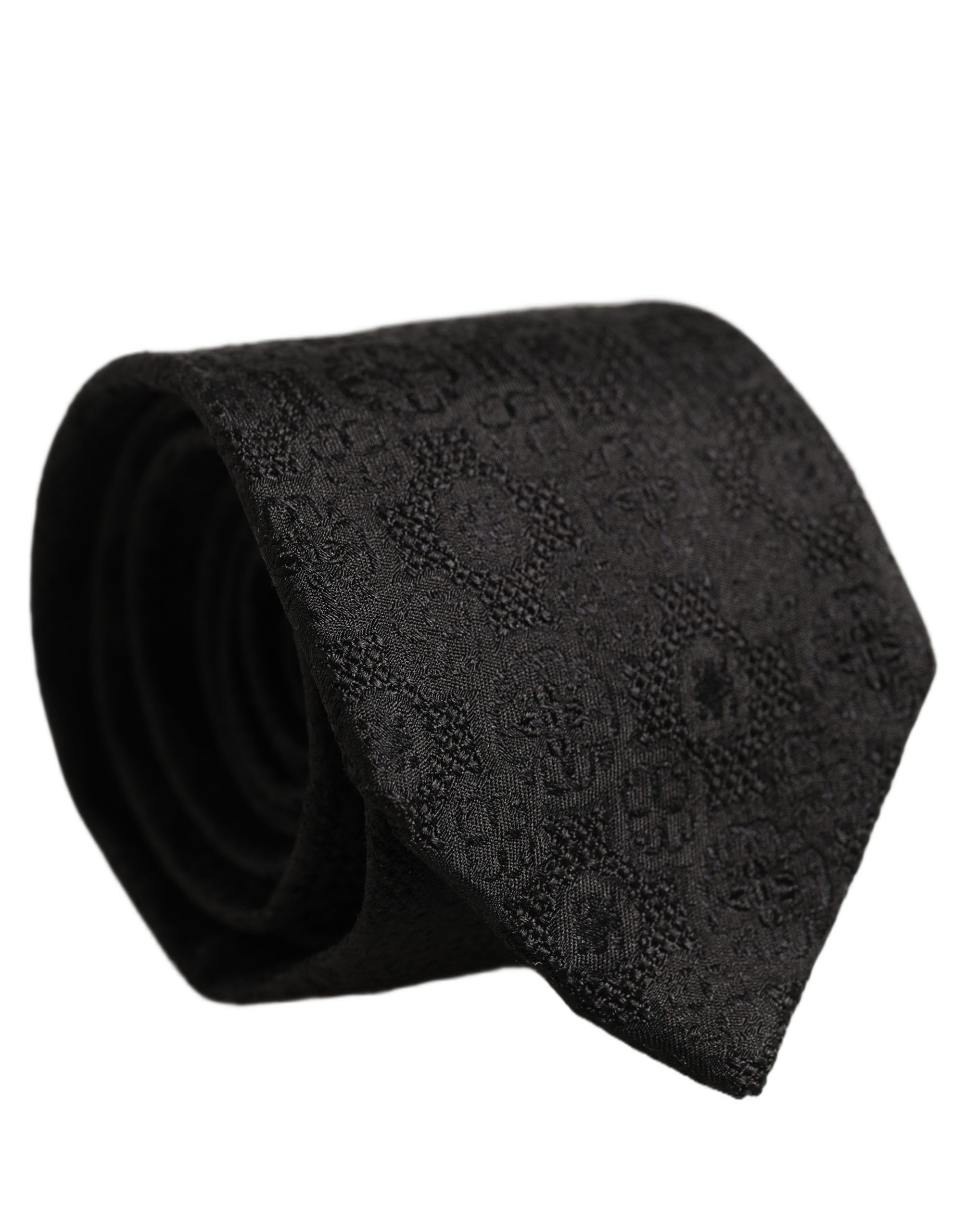 Dolce & Gabbana Men Black Silk Geometric Adjustable Tied Necktie Tie