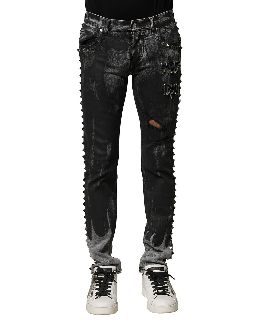 Thumbnail: Dolce & Gabbana Black Washed Embellished Skinny Denim Jeans