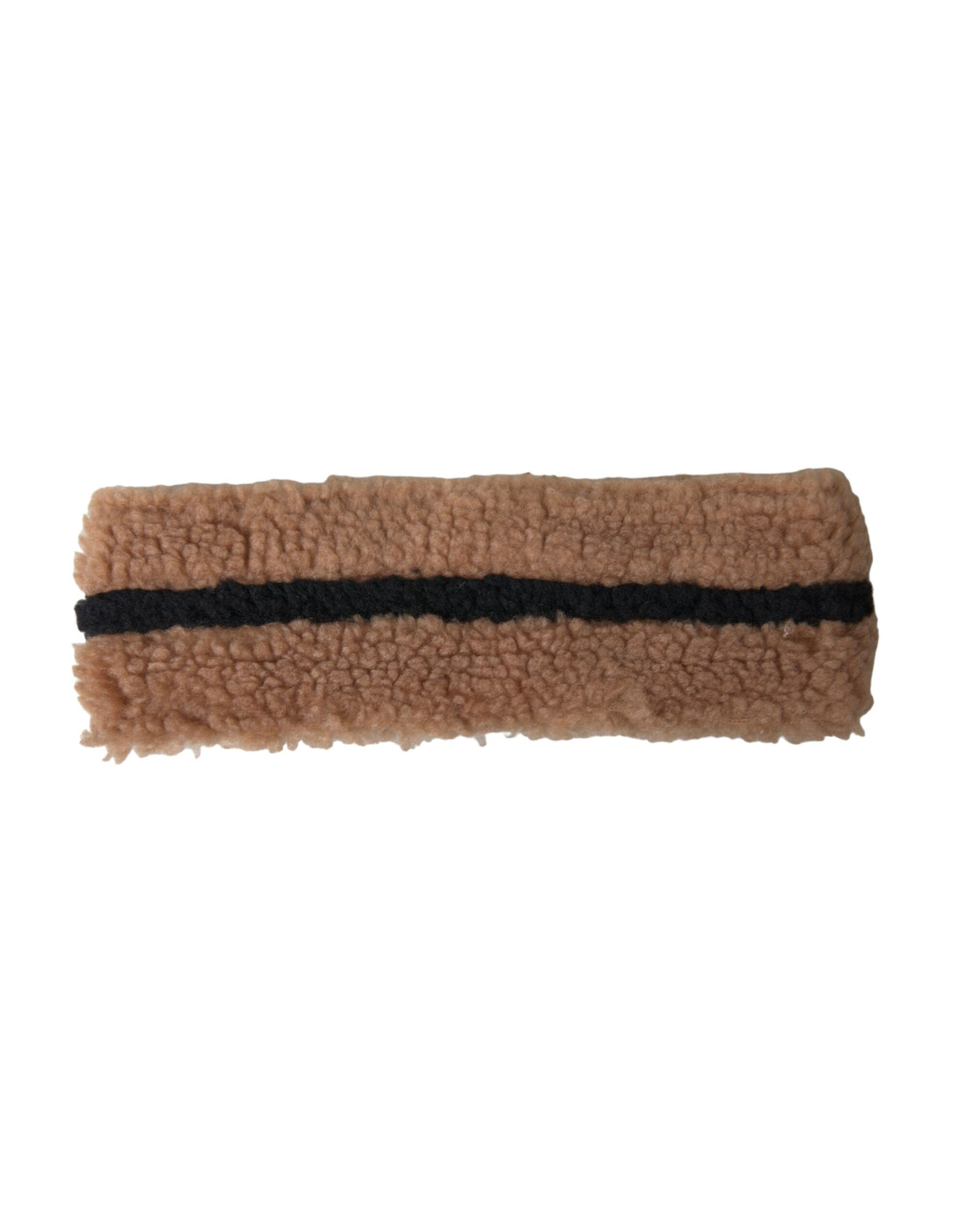 Dolce & Gabbana Brown Black Fleece Wool Head Band Hat Men