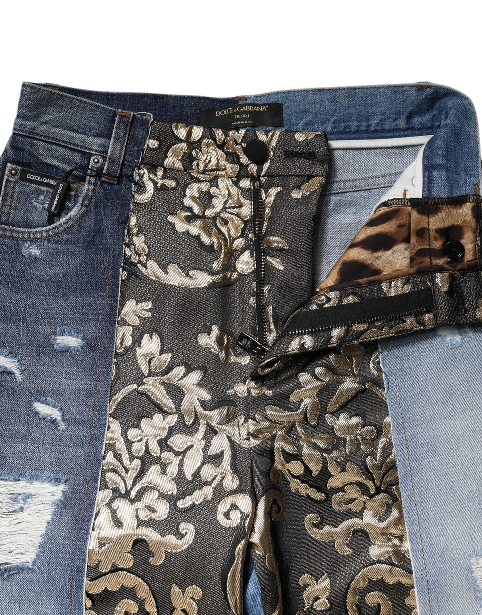 Thumbnail: Dolce & Gabbana Multicolor Patchwork High Waist Denim Jeans