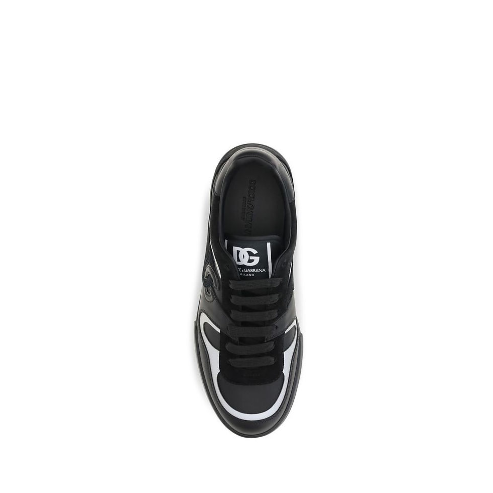 Thumbnail: Dolce & Gabbana Black Calf Leather Bos Taurus Sneakers