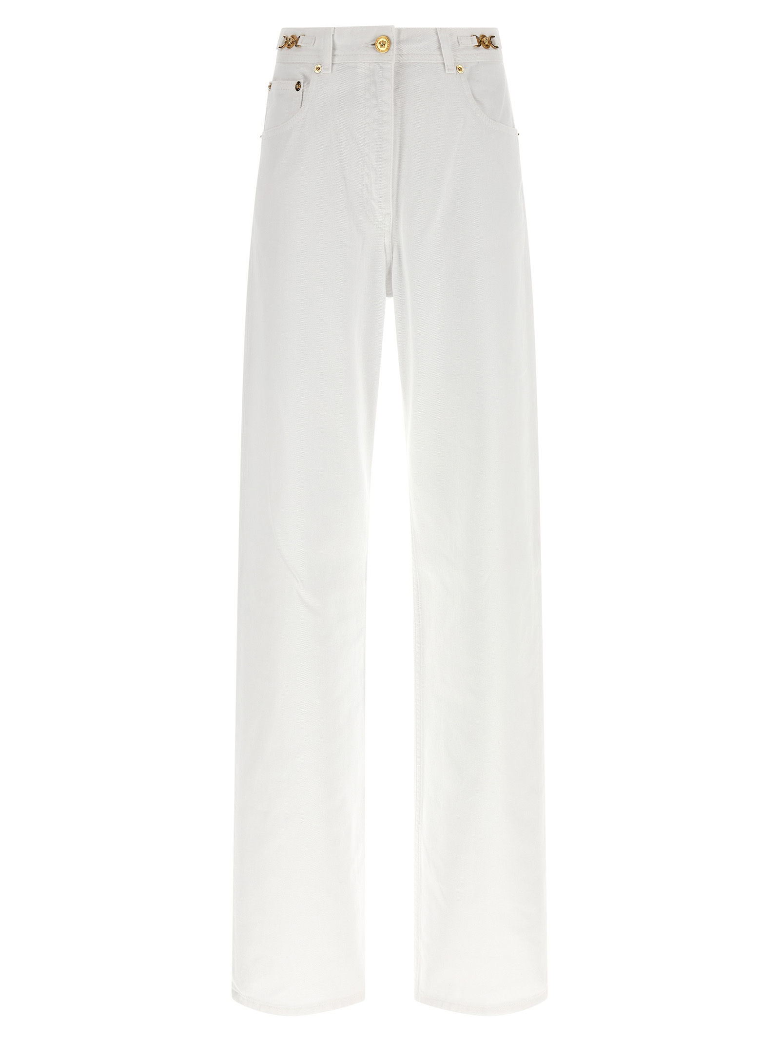 Versace White Cotton Straight-Leg Jeans