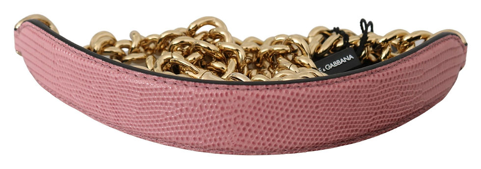 Thumbnail: Dolce & Gabbana Pink Leather Gold Chain Accessory Shoulder Strap
