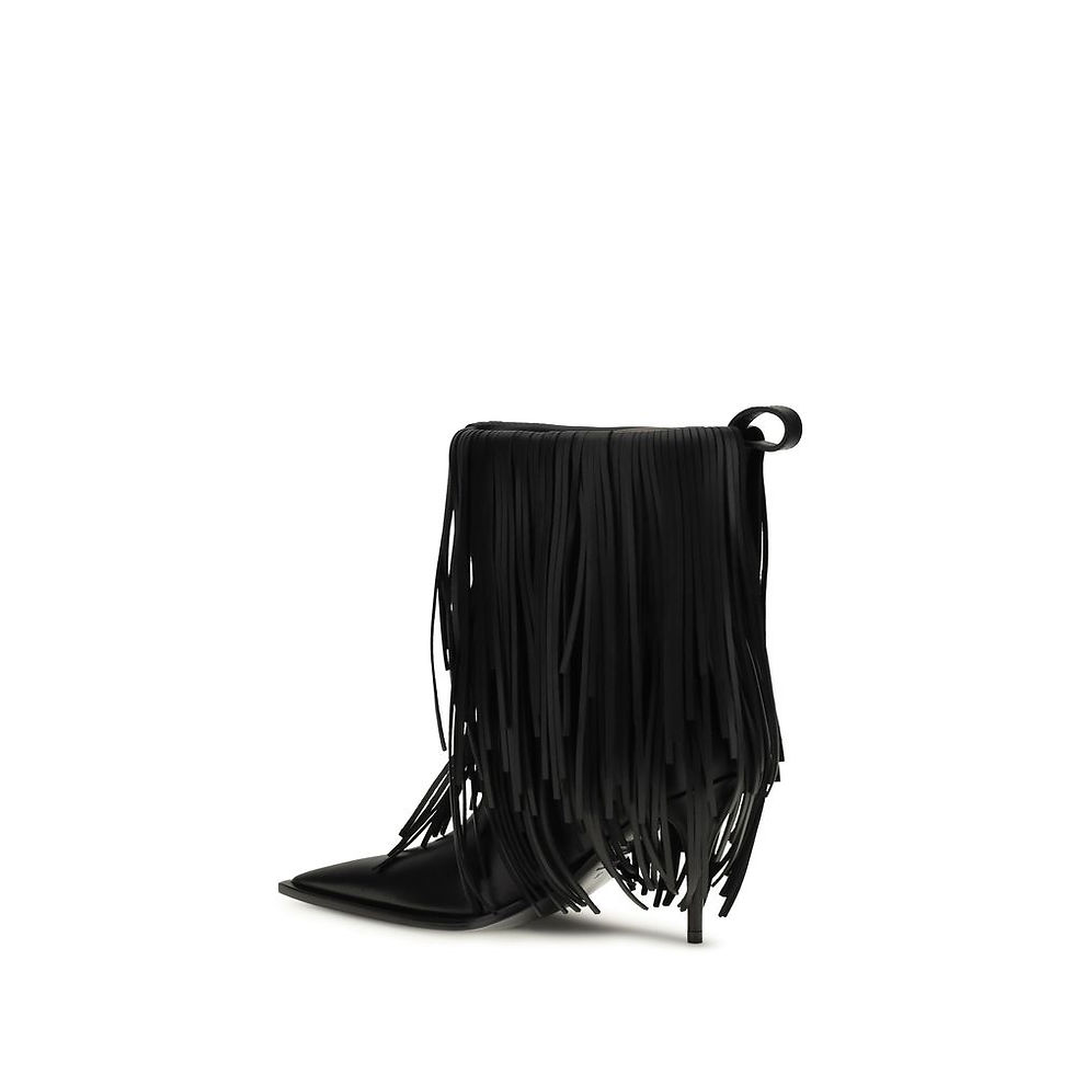 Thumbnail: Balenciaga Black Calf Leather Bos Taurus Ankle Boots