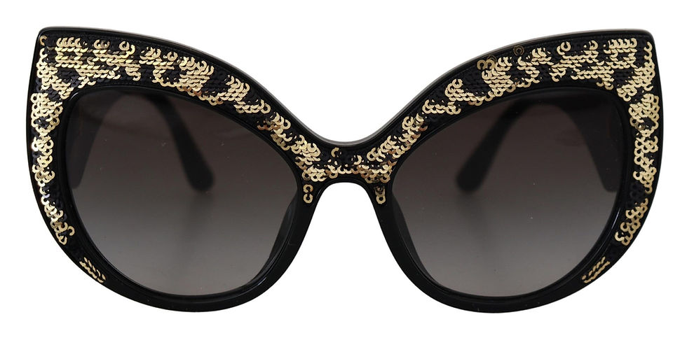 Thumbnail: Dolce & Gabbana Black Gold Sequin Butterfly Polarized DG4326 Sunglasses
