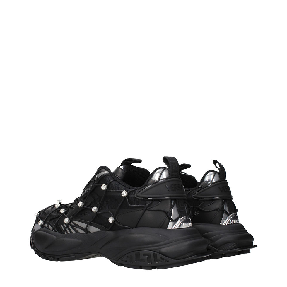 Thumbnail: Versace Black Fabric Chunky Sneakers