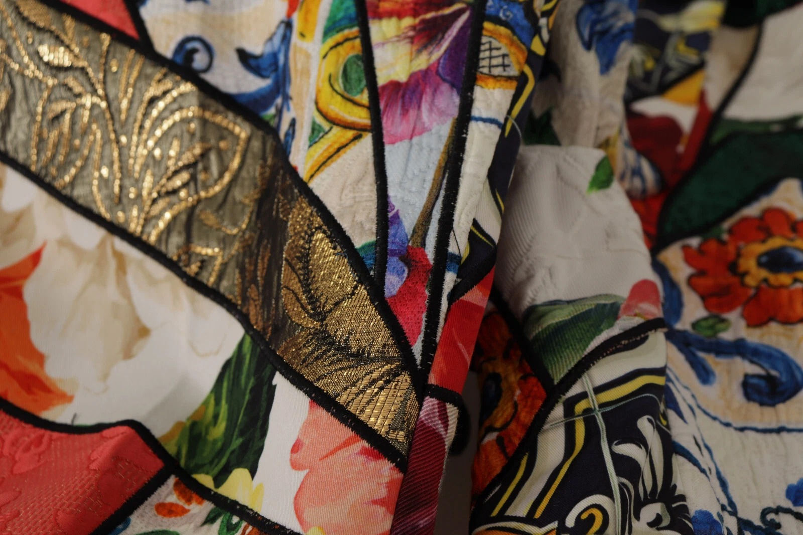 Dolce & Gabbana Multicolor Patchwork Jacquard High Waist Pants