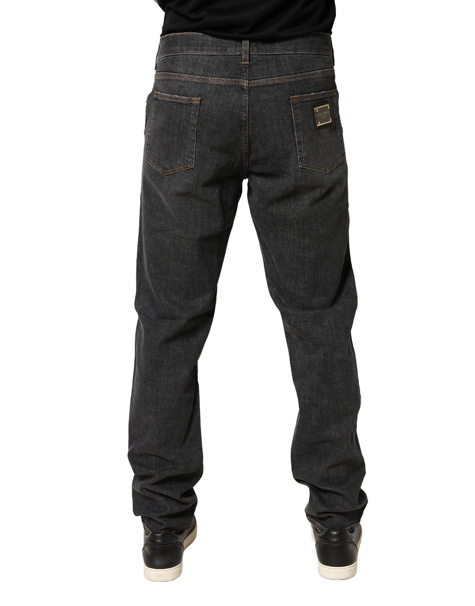 Thumbnail: Dolce & Gabbana Dark Gray Slim Fit Cotton Men Denim Jeans
