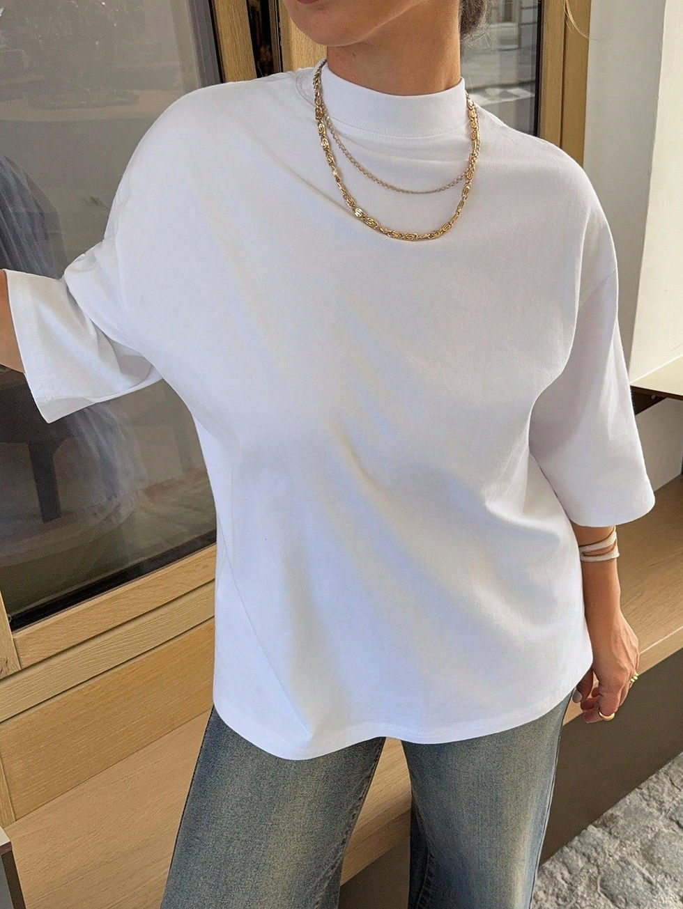 Thumbnail: Plain White Oversized Short Sleeve T-Shirt 