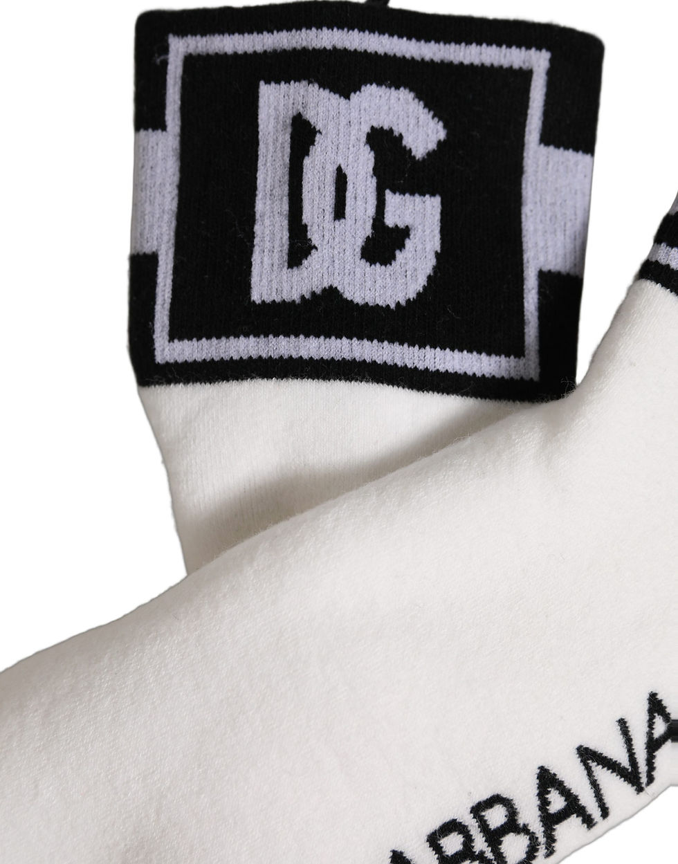Thumbnail: Dolce & Gabbana White Black Cotton Ankle Length DG Logo Socks