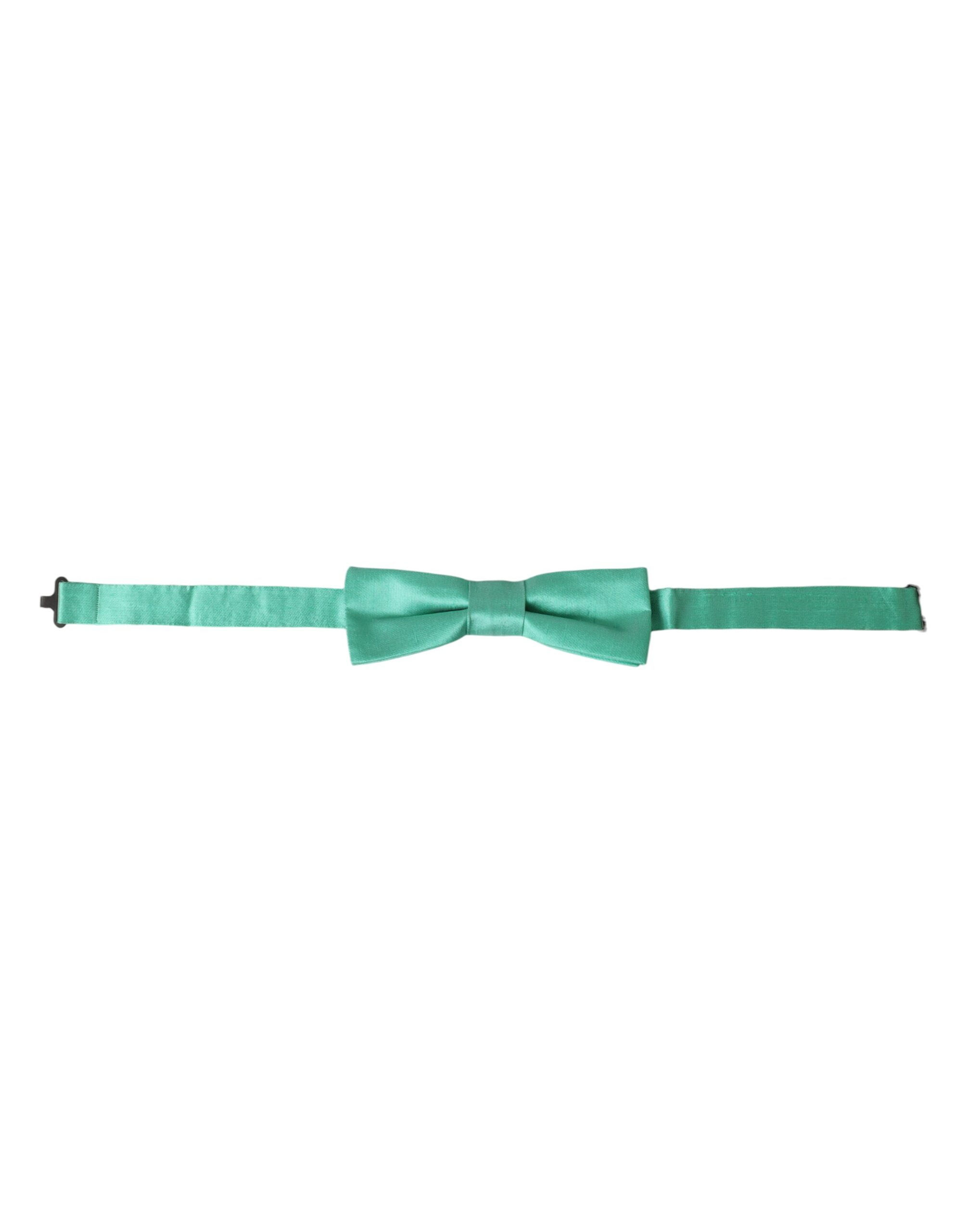 Dolce & Gabbana Mint Green Silk Adjustable Neck Men Bow Tie