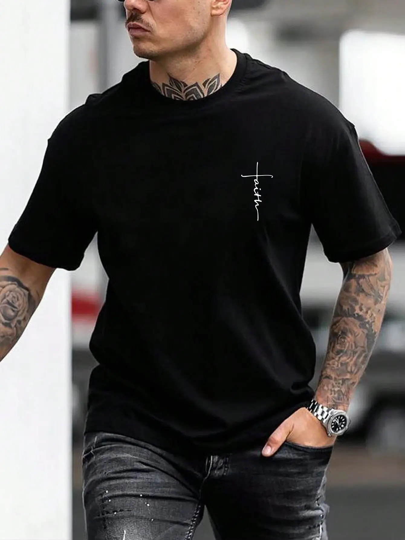 Faith Cross Print T-Shirt