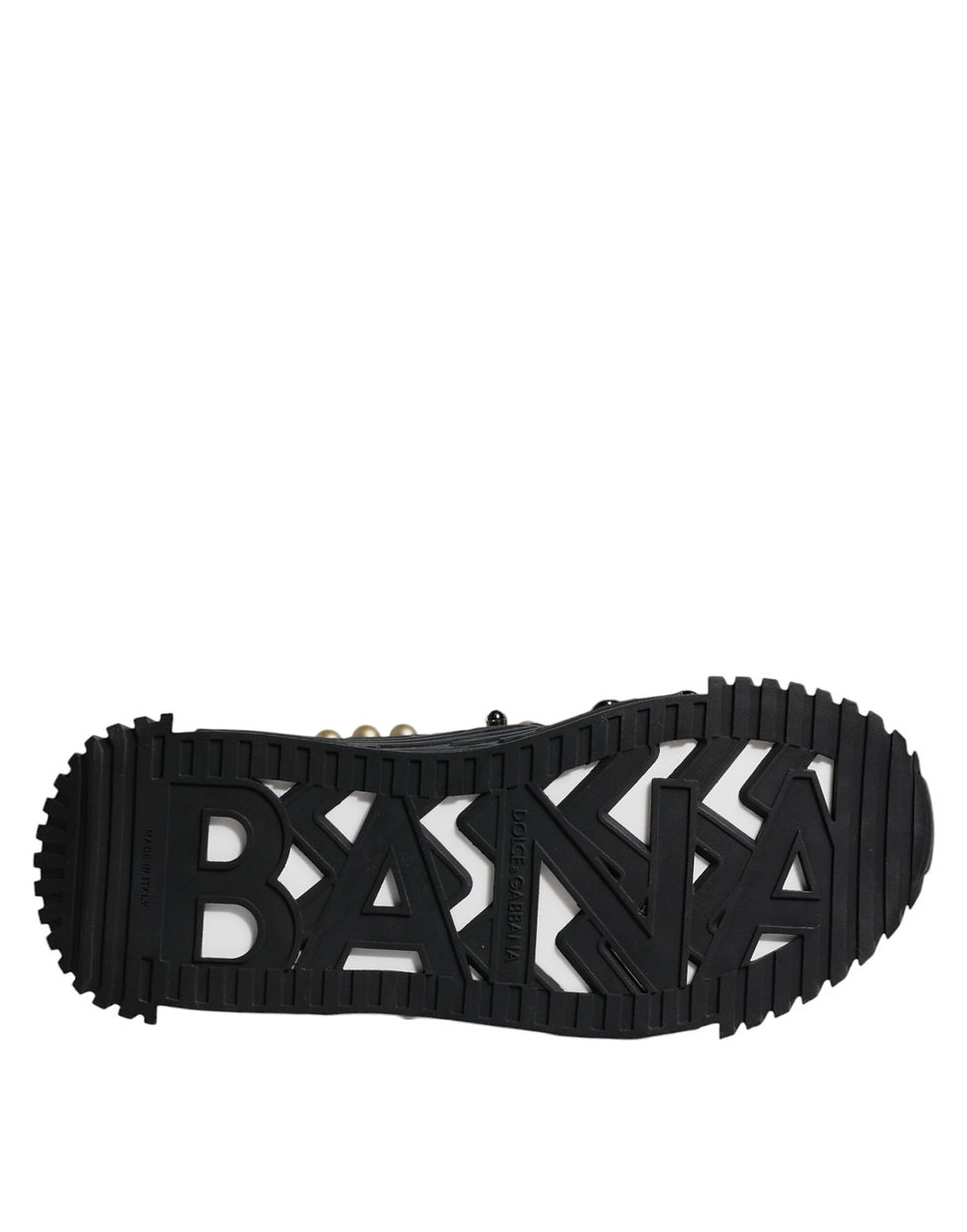 Thumbnail: Dolce & Gabbana Black Leather Studded Slides Sandals Shoes