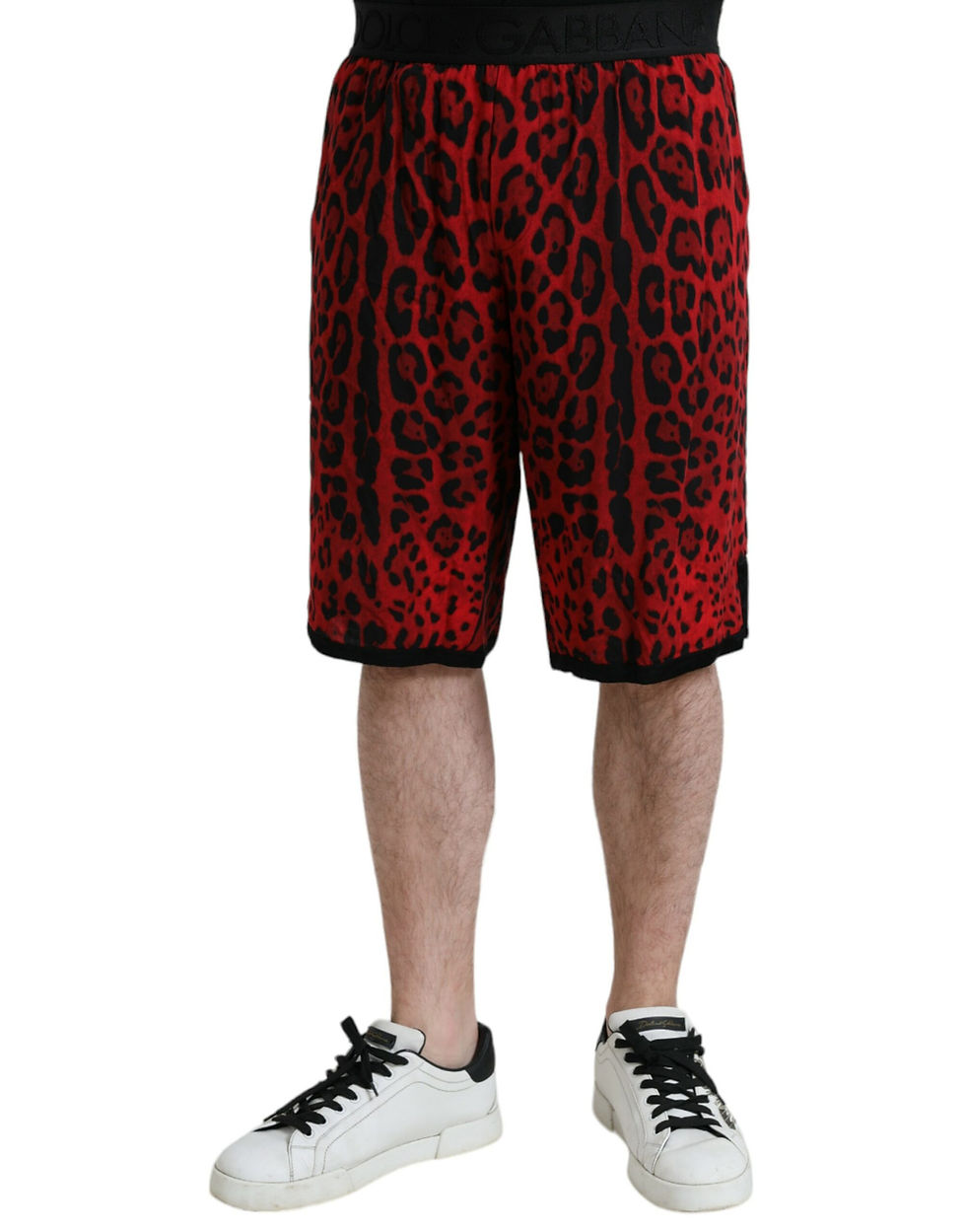 Thumbnail: Dolce & Gabbana Red Leopard Print Viscose Bermuda Shorts