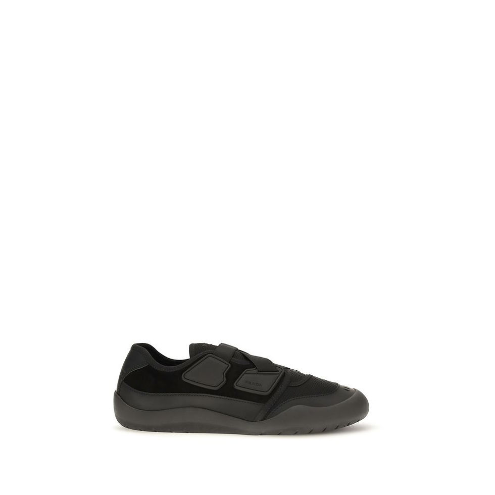 Thumbnail: Prada Black Calf Leather Bos Taurus Athletic Sneakers