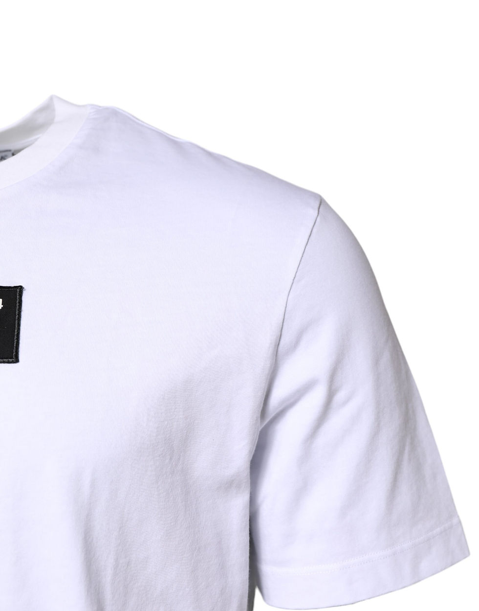 Thumbnail: Dolce & Gabbana White Cotton Logo Patch Crew Neck T-shirt