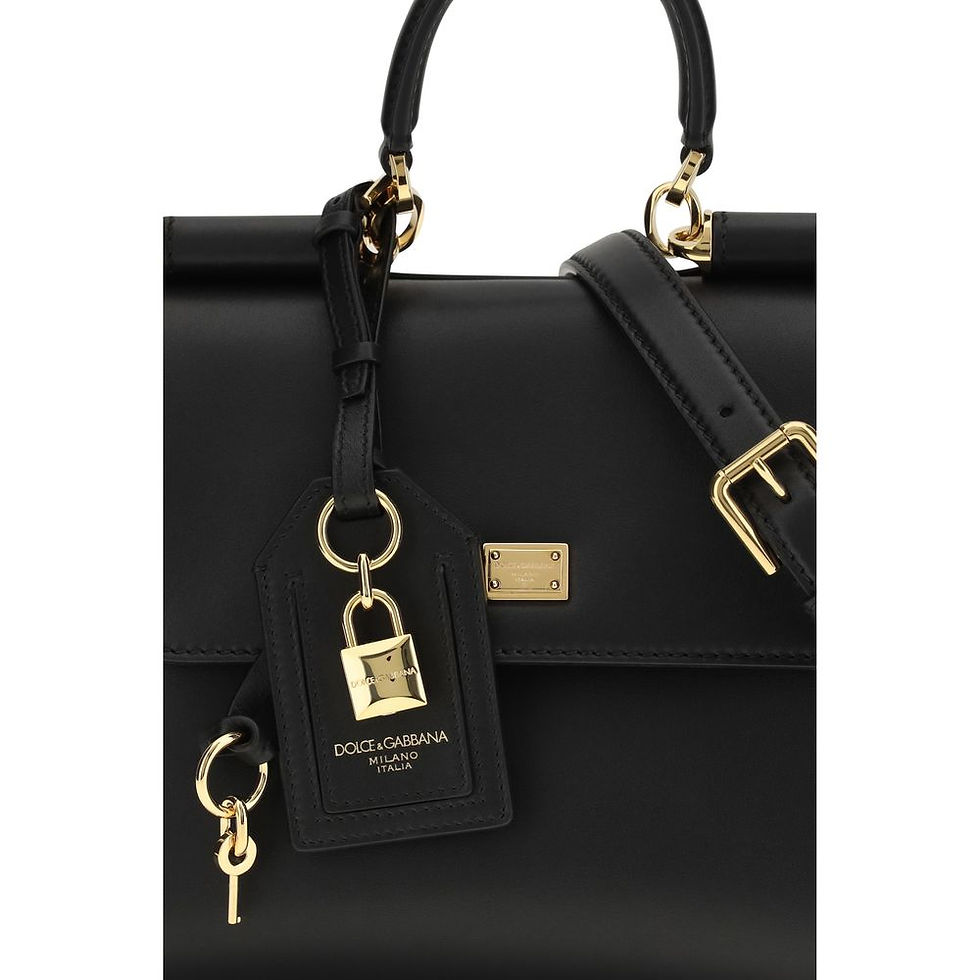 Thumbnail: Dolce & Gabbana Black Calf Leather Bos Taurus Shoulder Bag