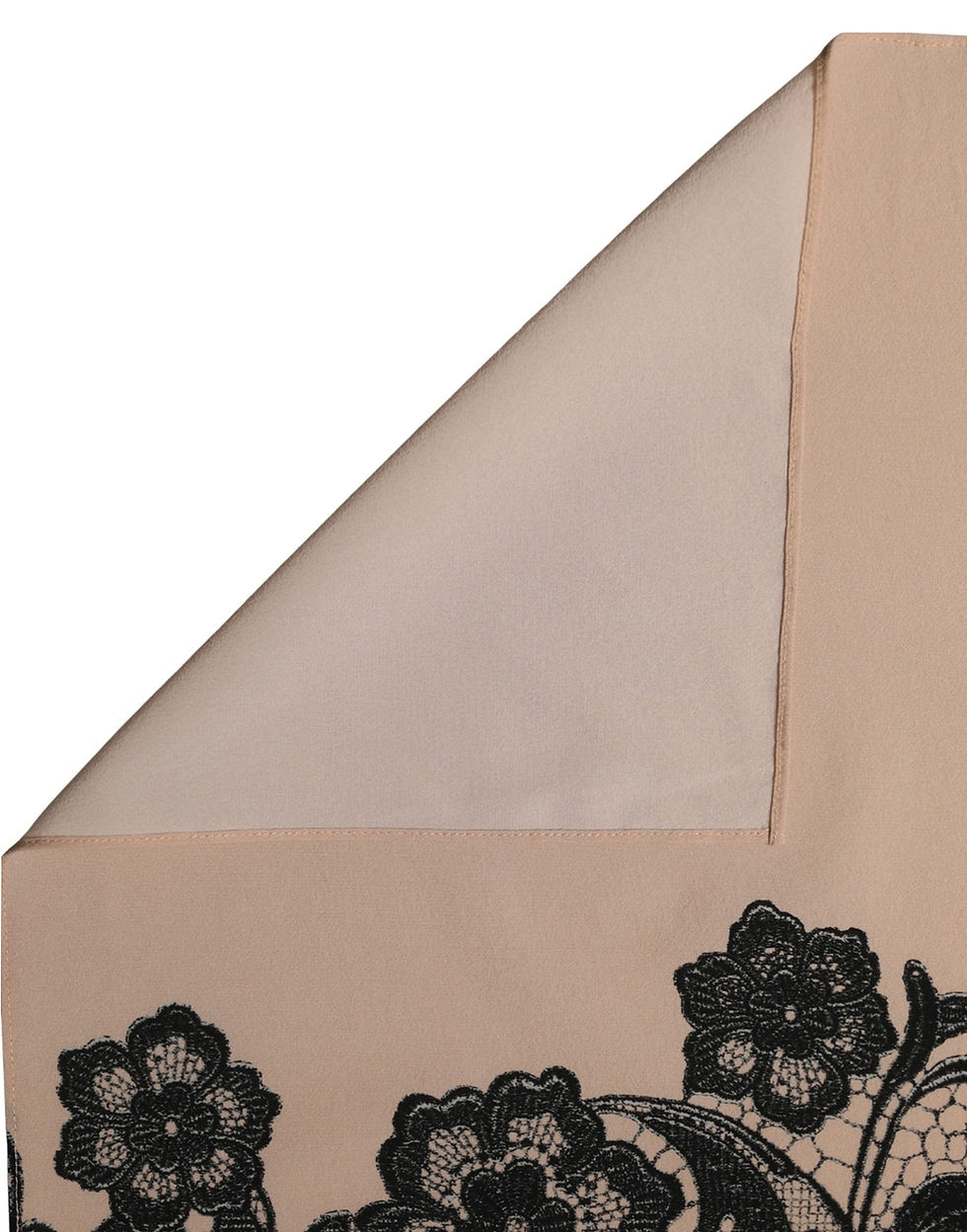 Thumbnail: Dolce & Gabbana Black Beige Floral Lace Silk Neck Shawl Scarf