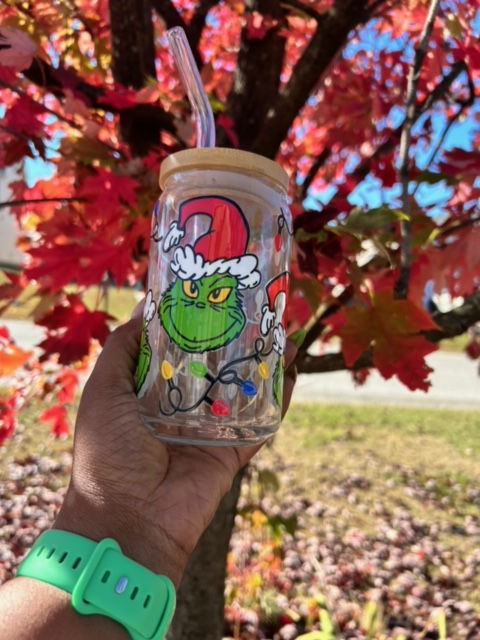 Beer Can Glass Design-Green Santa