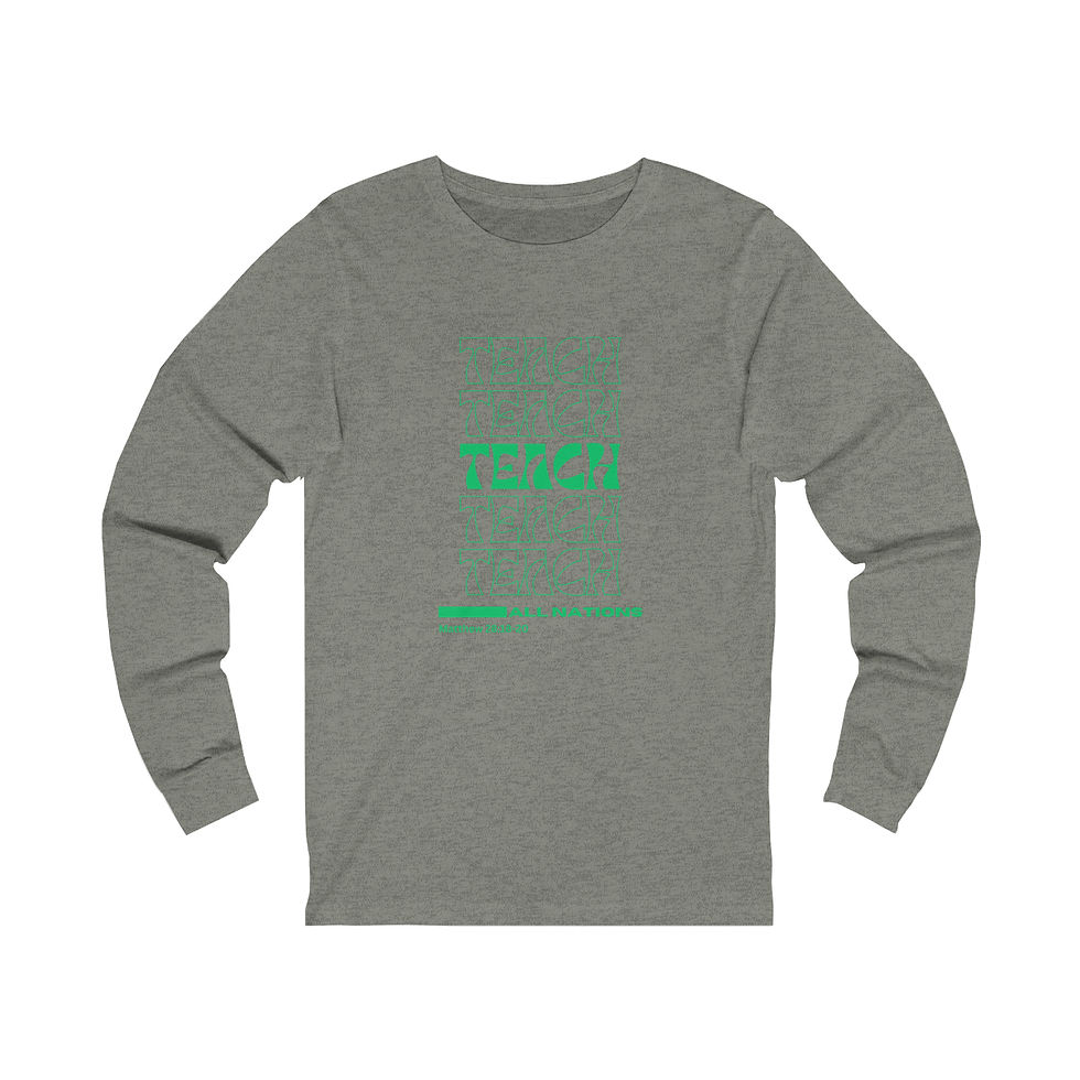 Thumbnail: Teach All Nations-Green Unisex Jersey Long Sleeve Tee