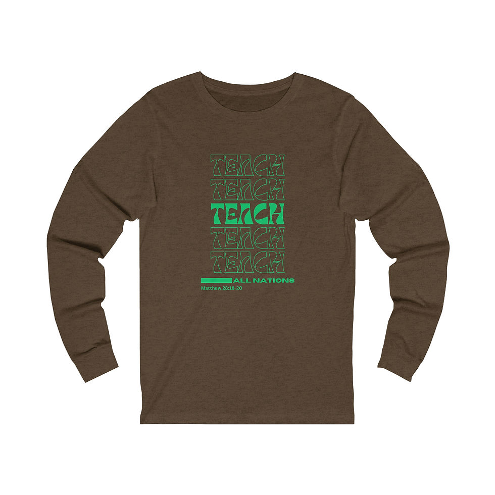 Thumbnail: Teach All Nations-Green Unisex Jersey Long Sleeve Tee