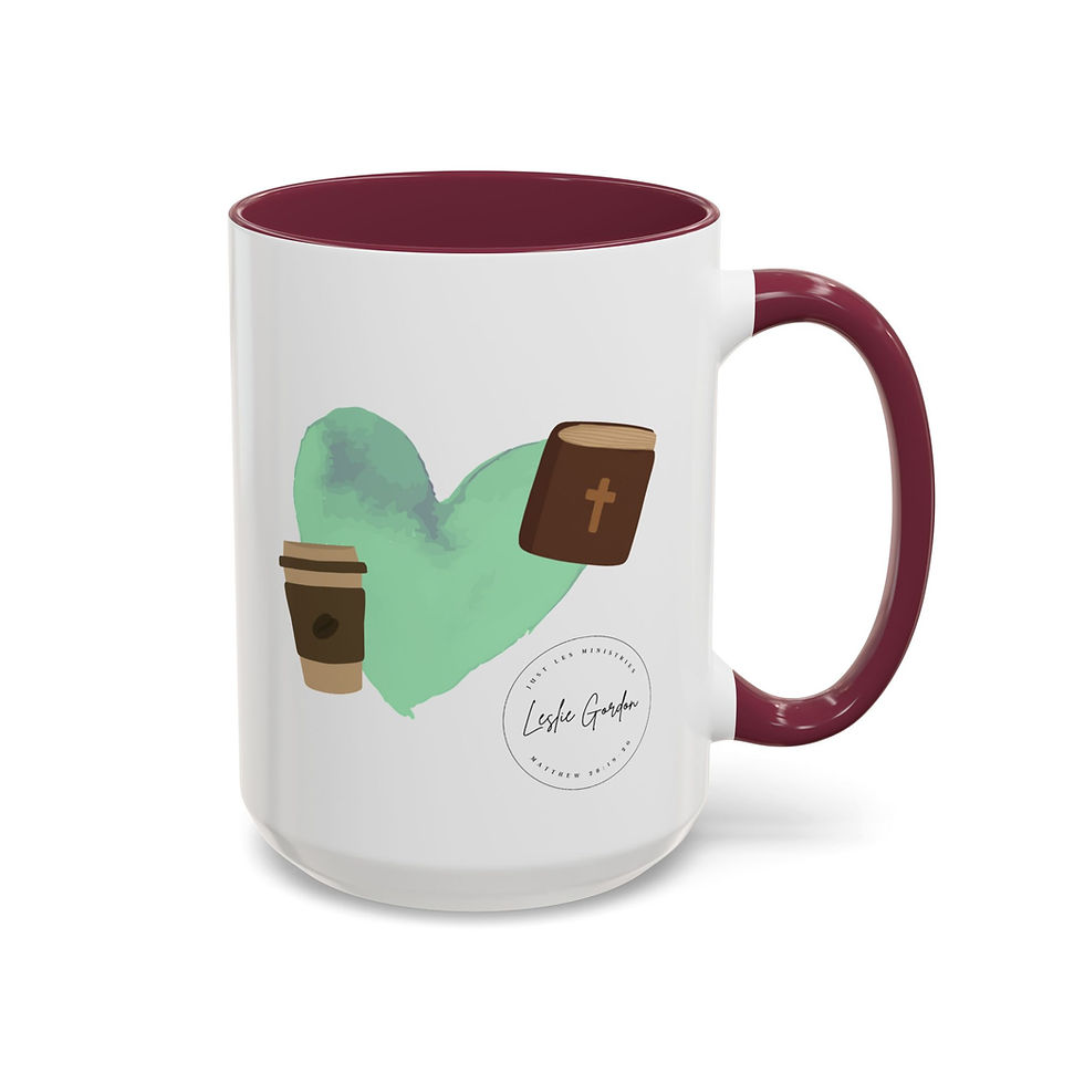 Thumbnail: Faith & Coffee Ceramic Mug — Bible & Coffee Heart Design (11oz, 15oz)